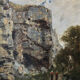Charles Montlevault (1835-1897) Walkers along a cliff, Oil on canvas signed