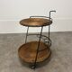 Raoul Guys style metal and rattan serving trolley from the 50s