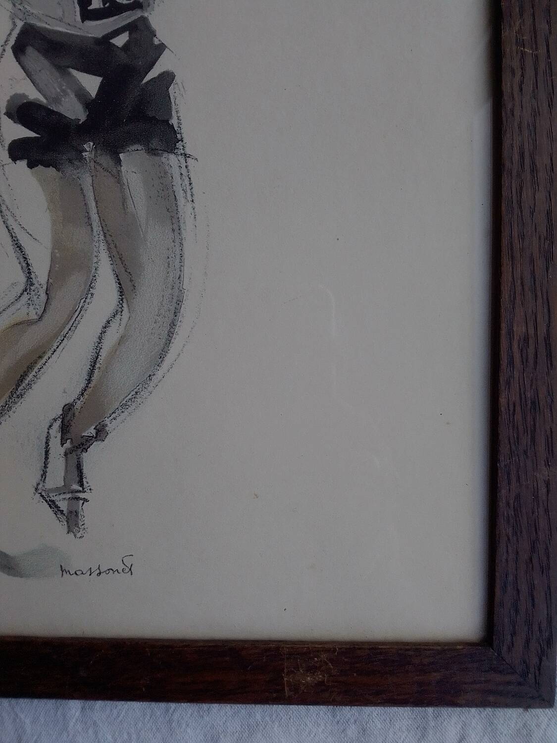 Watercolor drawing of a discus thrower, signed Massonet