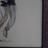 Watercolor drawing of disc thrower signed Massonet