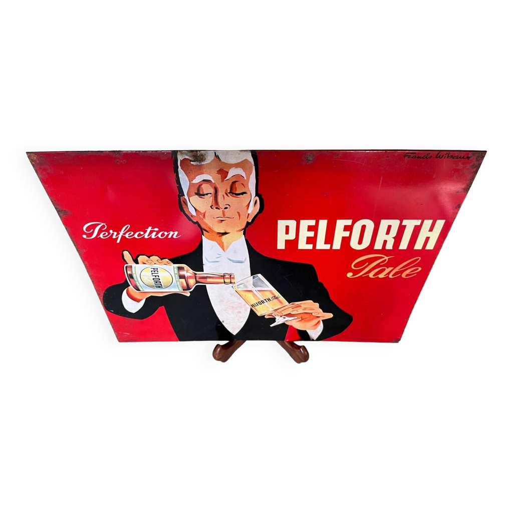 Plaque publicitaire Pelforth en métal, 1970 | Selency