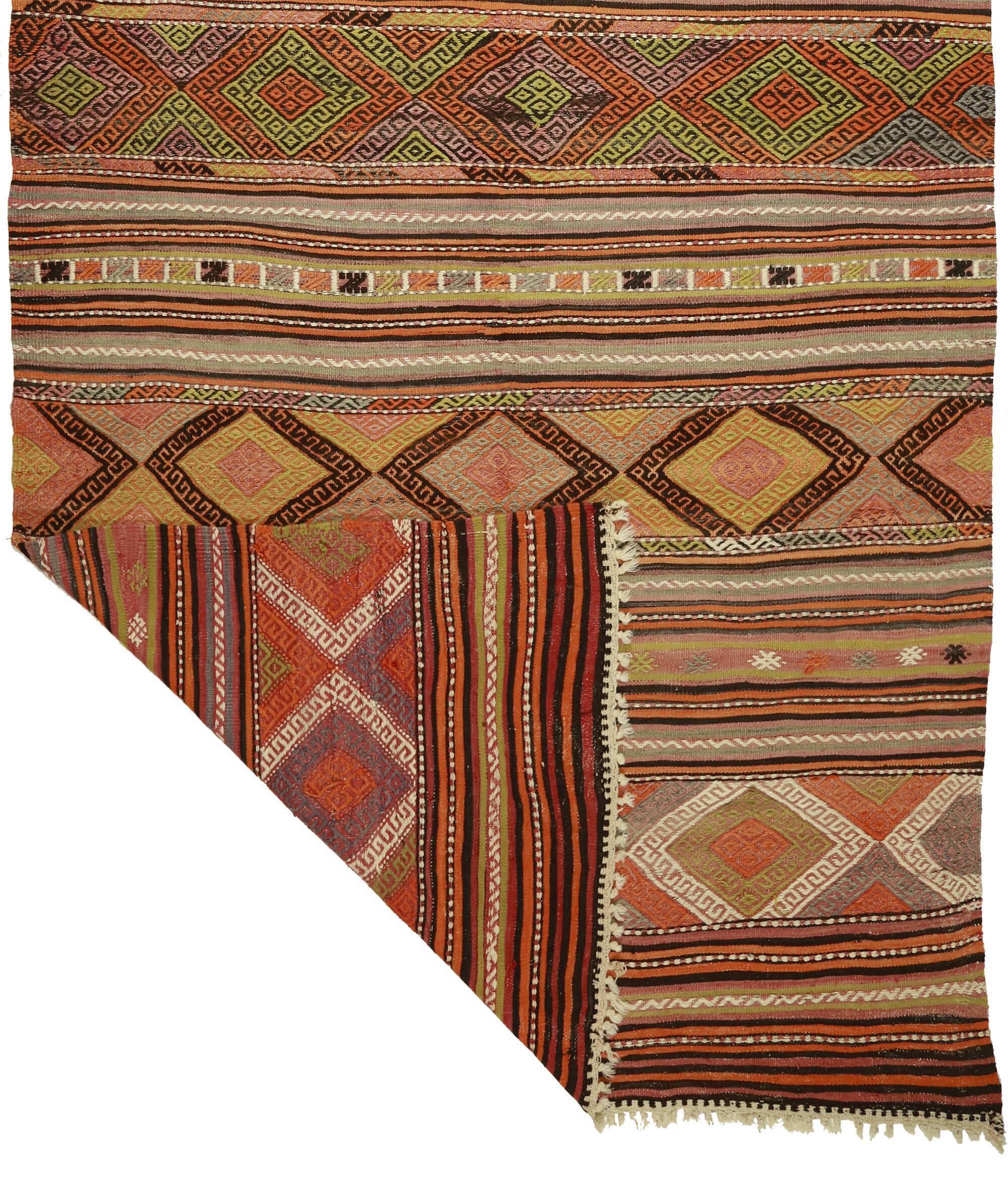 Anatolian handmade kilim rug 386 cm x 183 cm