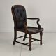 Victorian English Walnut & Leather Library Desk Chair