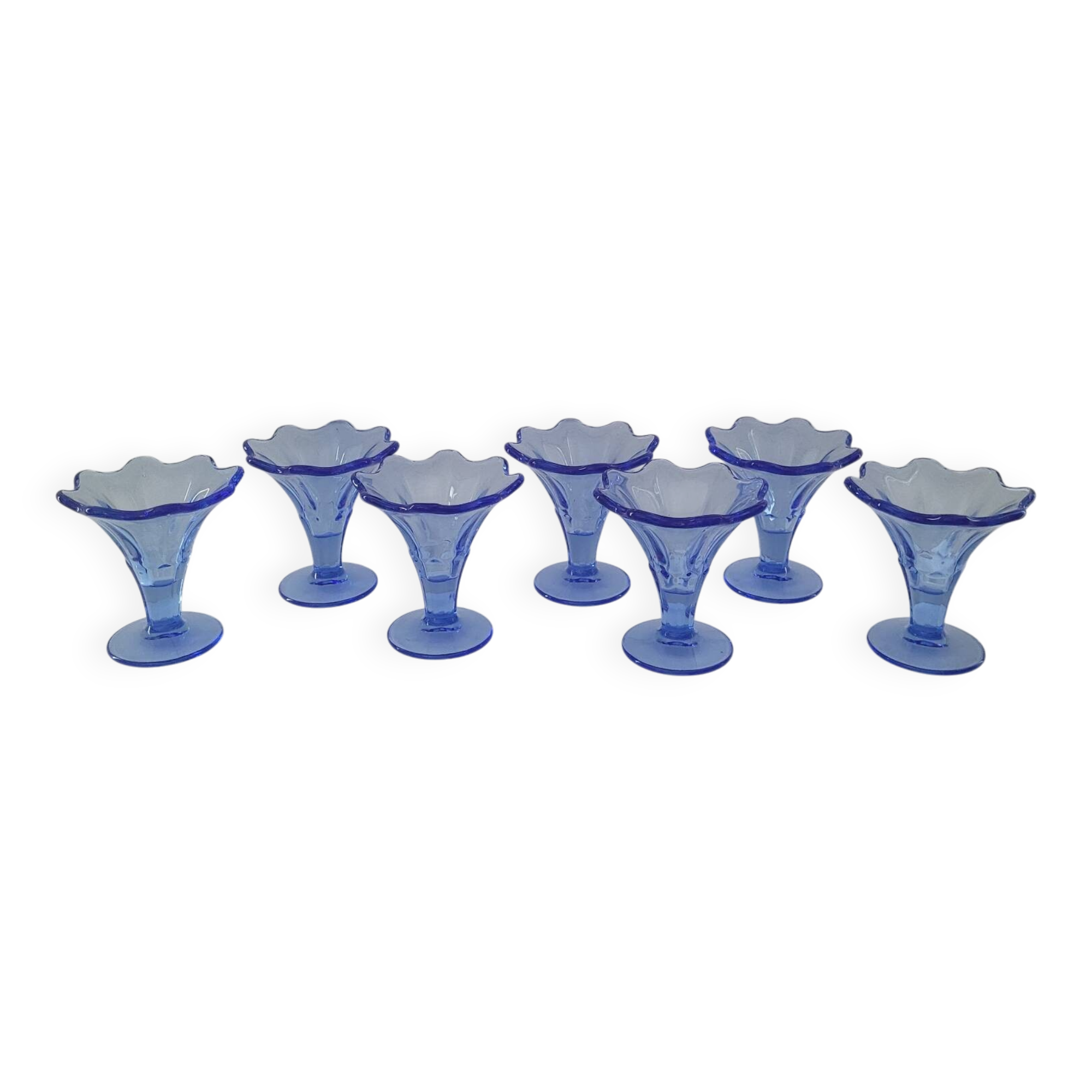 Coupes Ondulées Bleu Saphir La Rochère Vintage 80s0