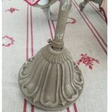 Lustre with 5 branches in bronze and grey, Gustavo style, lampshade in toile de Jouy.