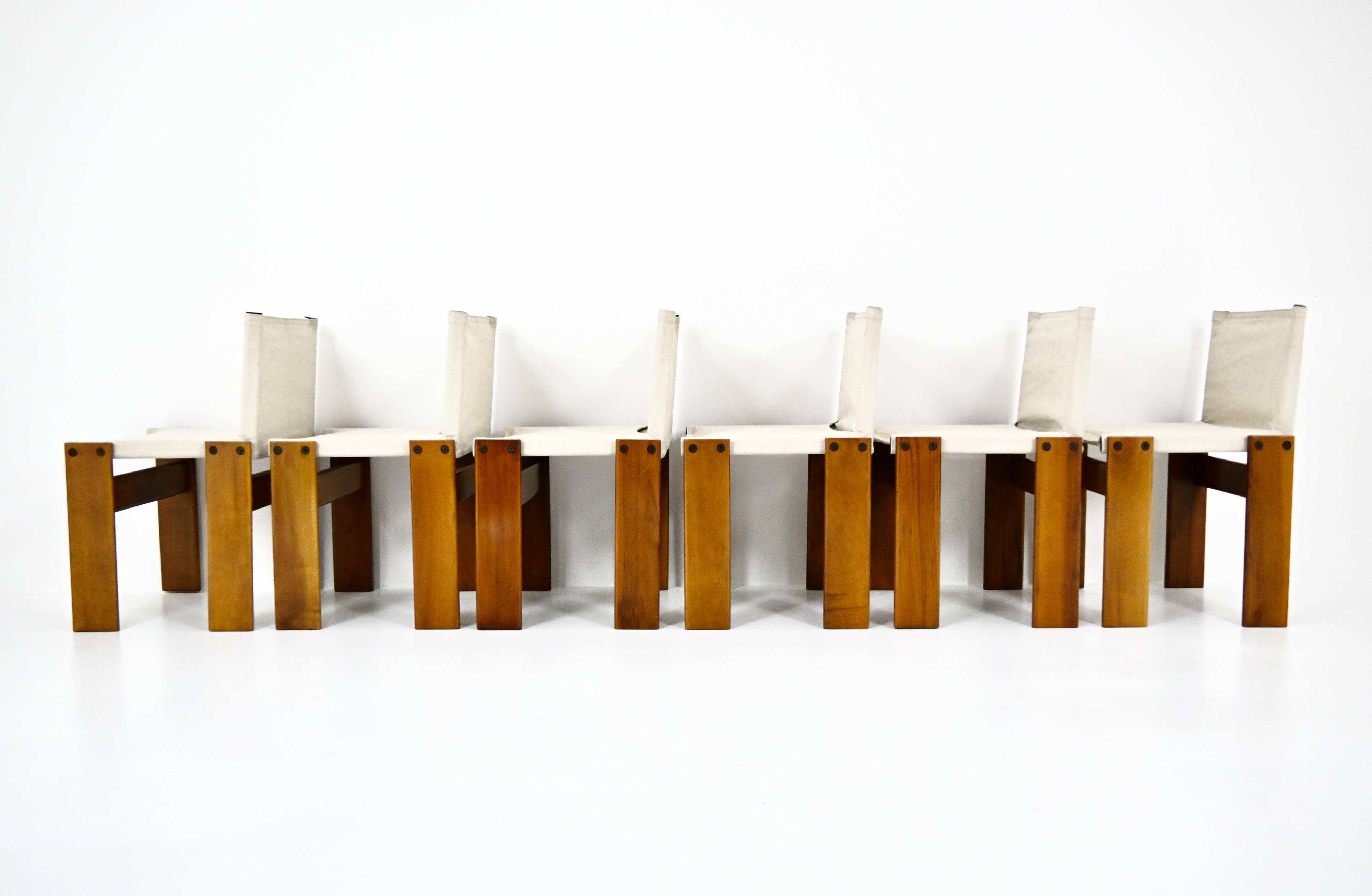 Set of 6 Monk Chairs by Afra & Tobia Scarpa for Molteni, 1970s