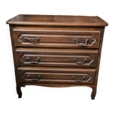 Stained Wooden Chest of Drawers with 3 Drawers