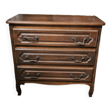 Stained Wooden Chest of Drawers with 3 Drawers