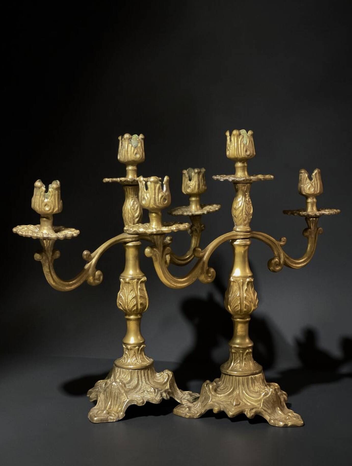 Pair of Napoleon III candelabra in brass, 19th century
