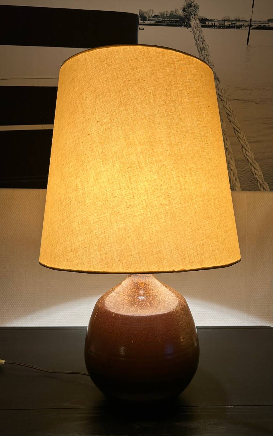Large 70's sandstone lamp