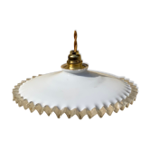 Suspension en opaline ondulée vintage douille et fils neuf