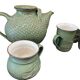 Vintage mint green tea set: teapot and 6 cups.