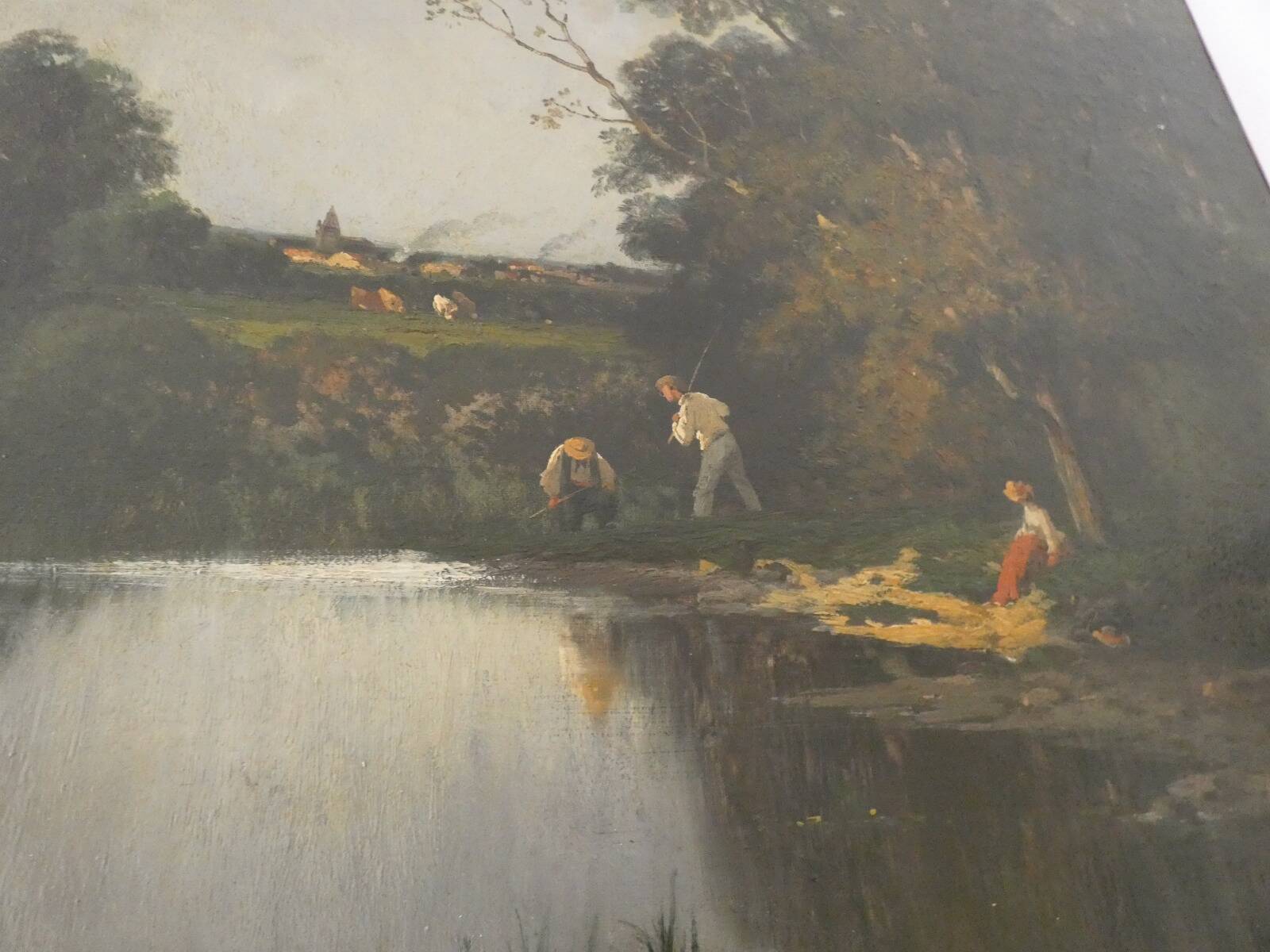 Two oil paintings on canvas signed N. Rousseau – fishing scenes from the 19th century.