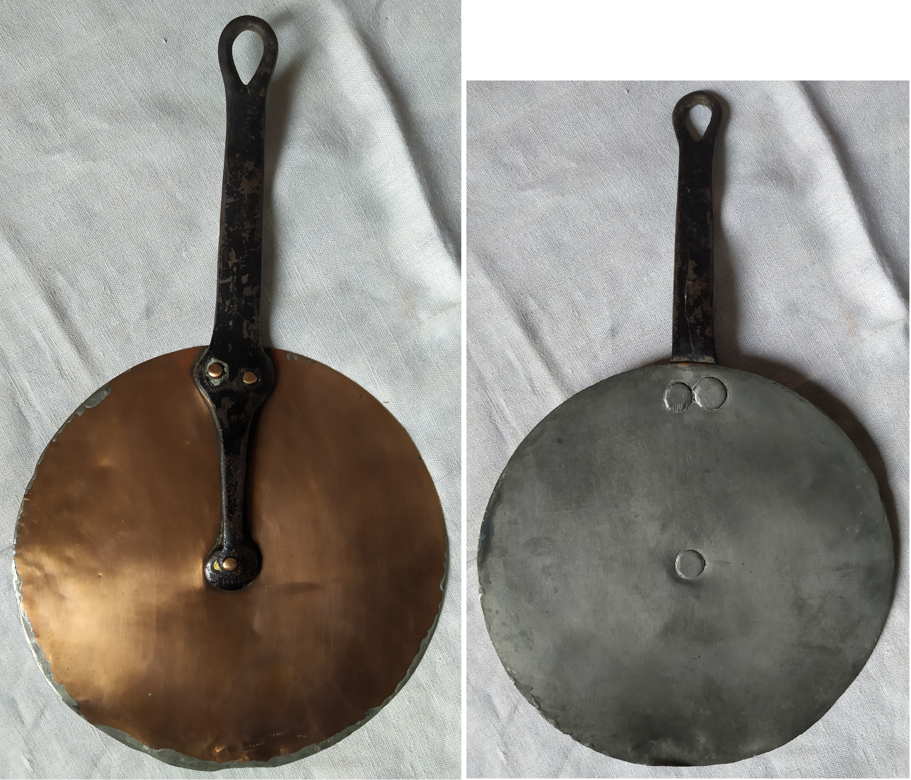Set of 3 copper lids late nineteenth early twentieth century