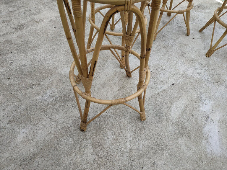 4 vintage rattan stools