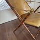 Chaise pliante de campagne vintage en simili-bambou et cuir par Maison Jansen, années 1950