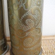 Paire vases douilles gravées art tranchées ww1 trench art