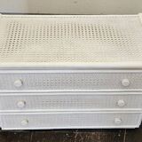 Vintage White Rattan and Cane Chest of Drawers from the 80s