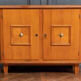 Sideboard from the 1940s two doors marquetry ornamented bronze