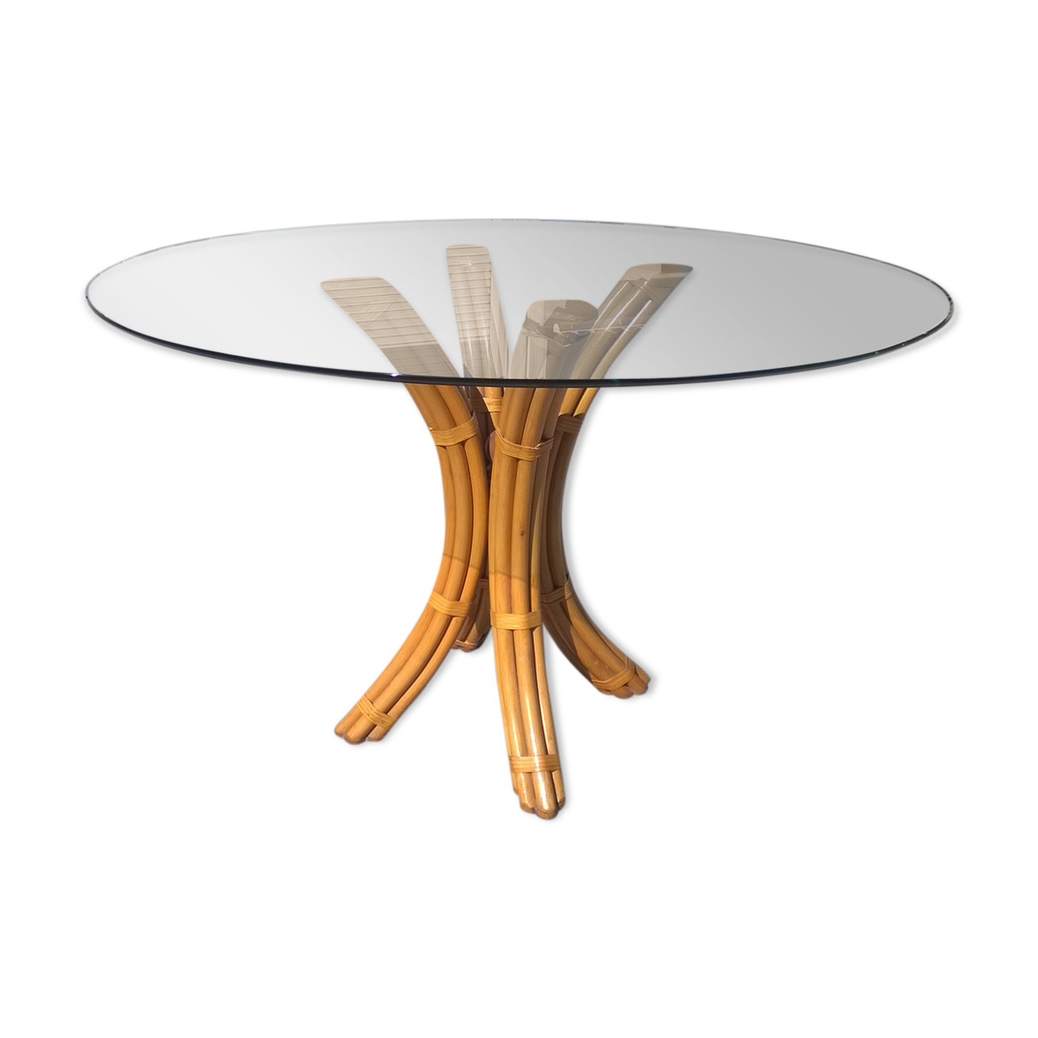Bamboo and glass dining table