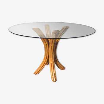 Bamboo and glass dining table