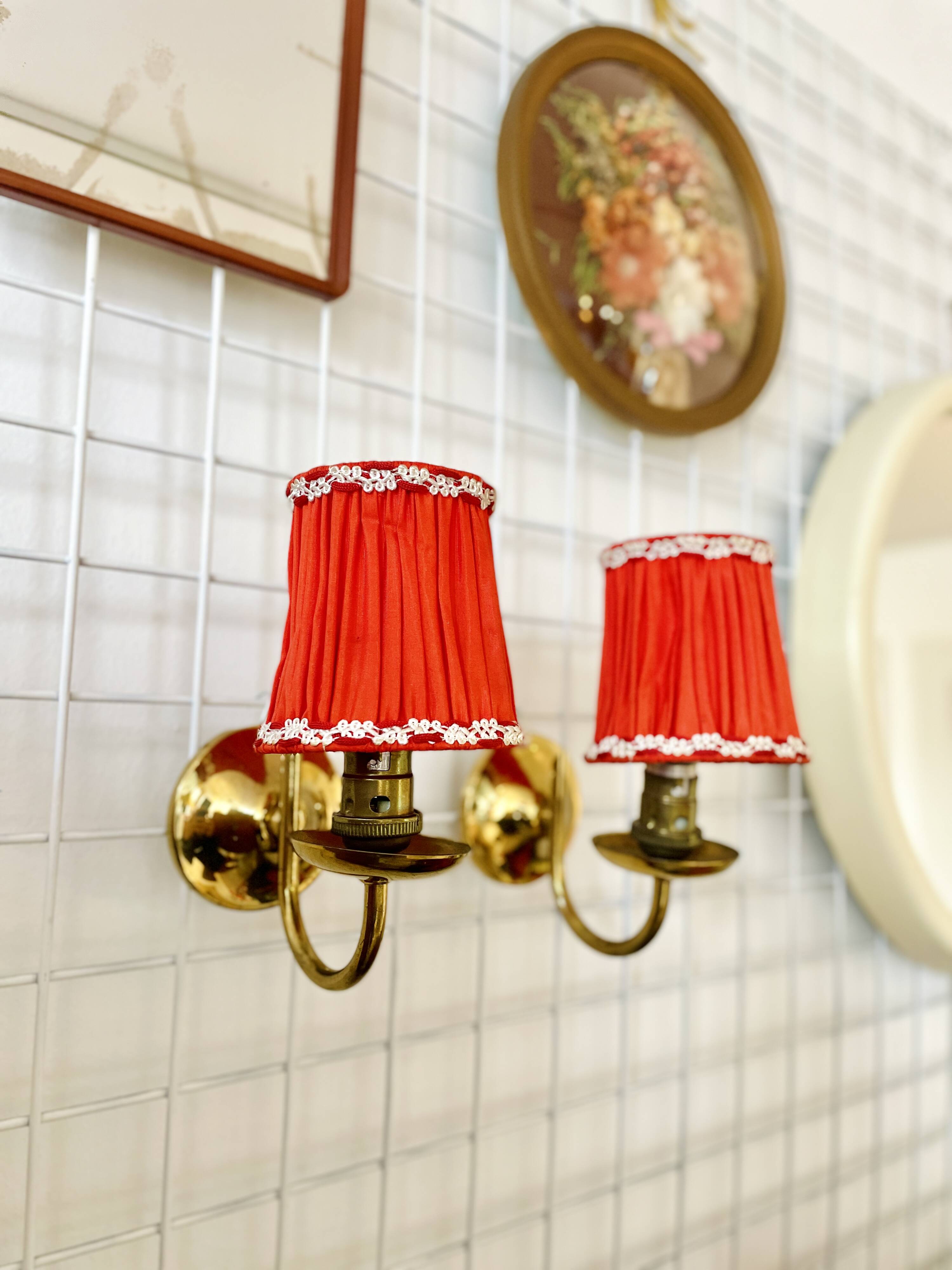 Pair of vintage brass wall lights