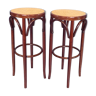 Pair of curved wooden cannese bar stools