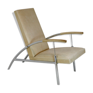 Fauteuil acier tubulaire et cuir