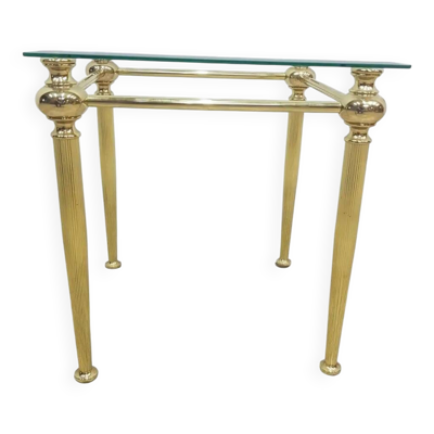 Side table, gold-tone brass, clear glass, France, 1960s.