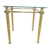 Side table, gold-tone brass, clear glass, France, 1960s.