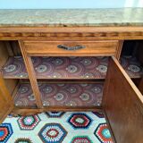 Buffet art déco plateau marbre, meuble vaisselier ancien