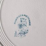 Set of 3 plates old blue poppy A.Lebacqz model and M.Bouchart
