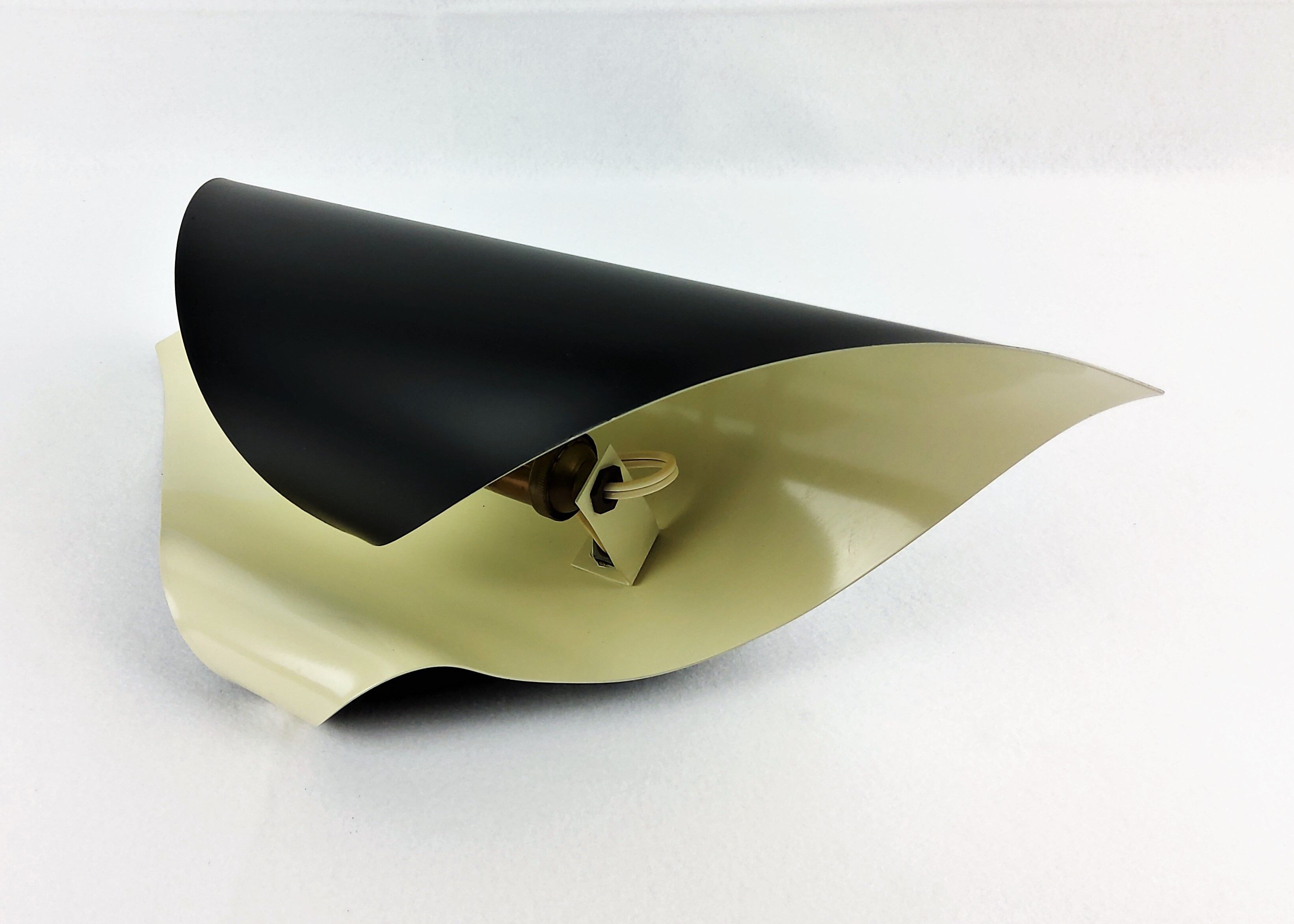 Black coiled metal spiral sconce 1960