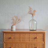 Vintage rattan chest of drawers