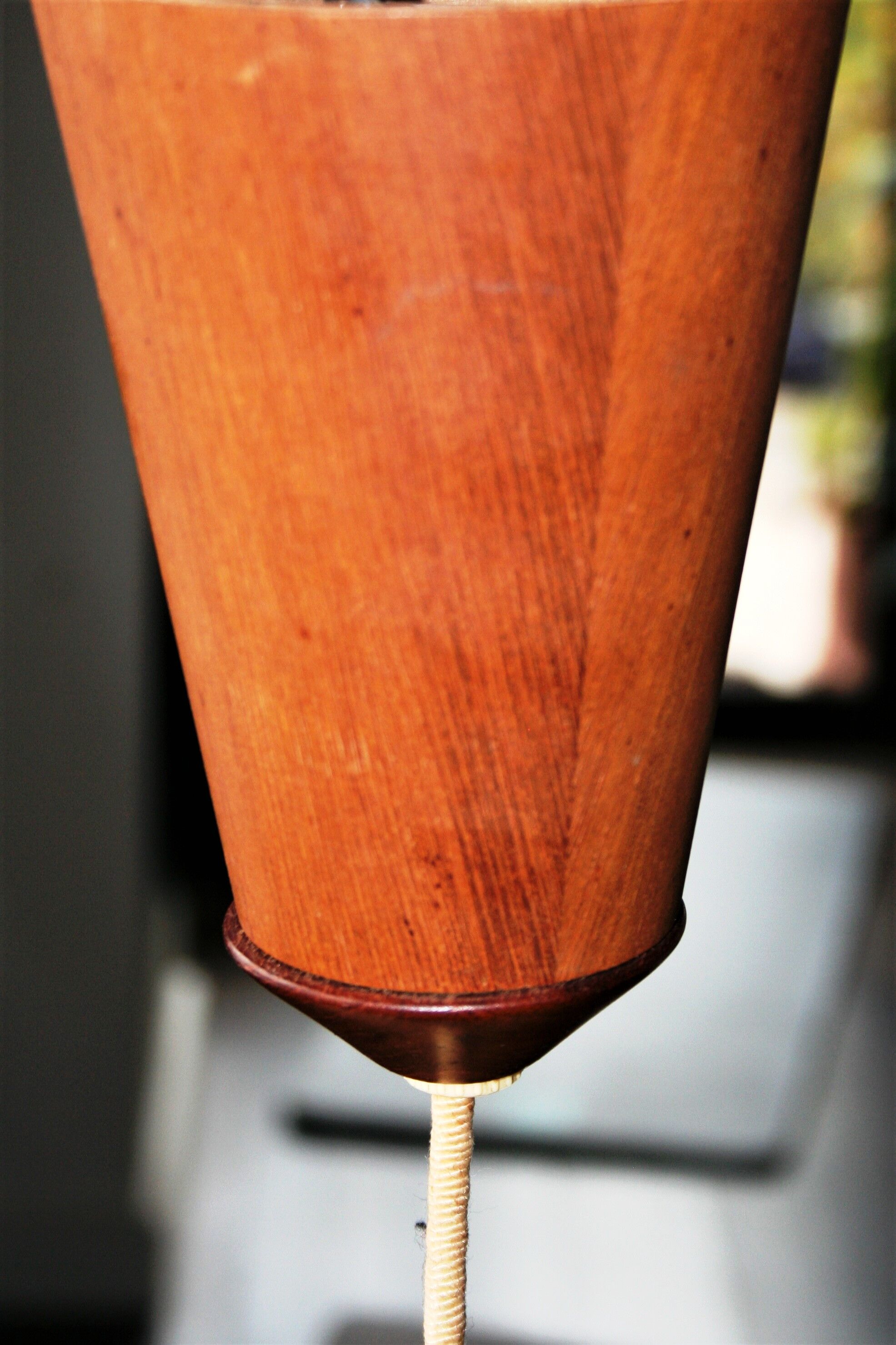 Scandinavian hanging lamp in teak and rope
