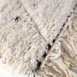Moroccan berber carpet blessed ouarain ecru with black polka dots and diamonds engraved 150x102cm