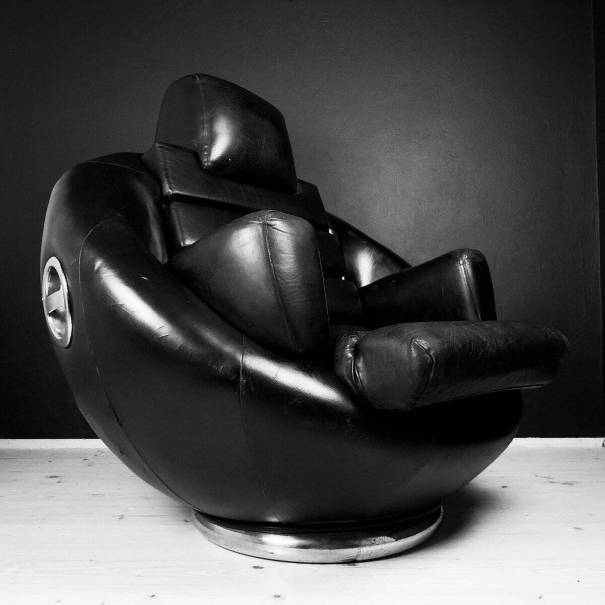 Brutalist black armchair by Boris Krstulović, Yugoslavia, Croatia, 1970s.