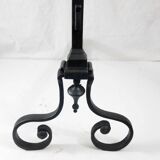 pair of wrought iron landier andirons