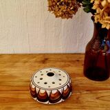 Vintage Jersey Pottery pique flowers in ceramic with a brown pattern from the 1970s.