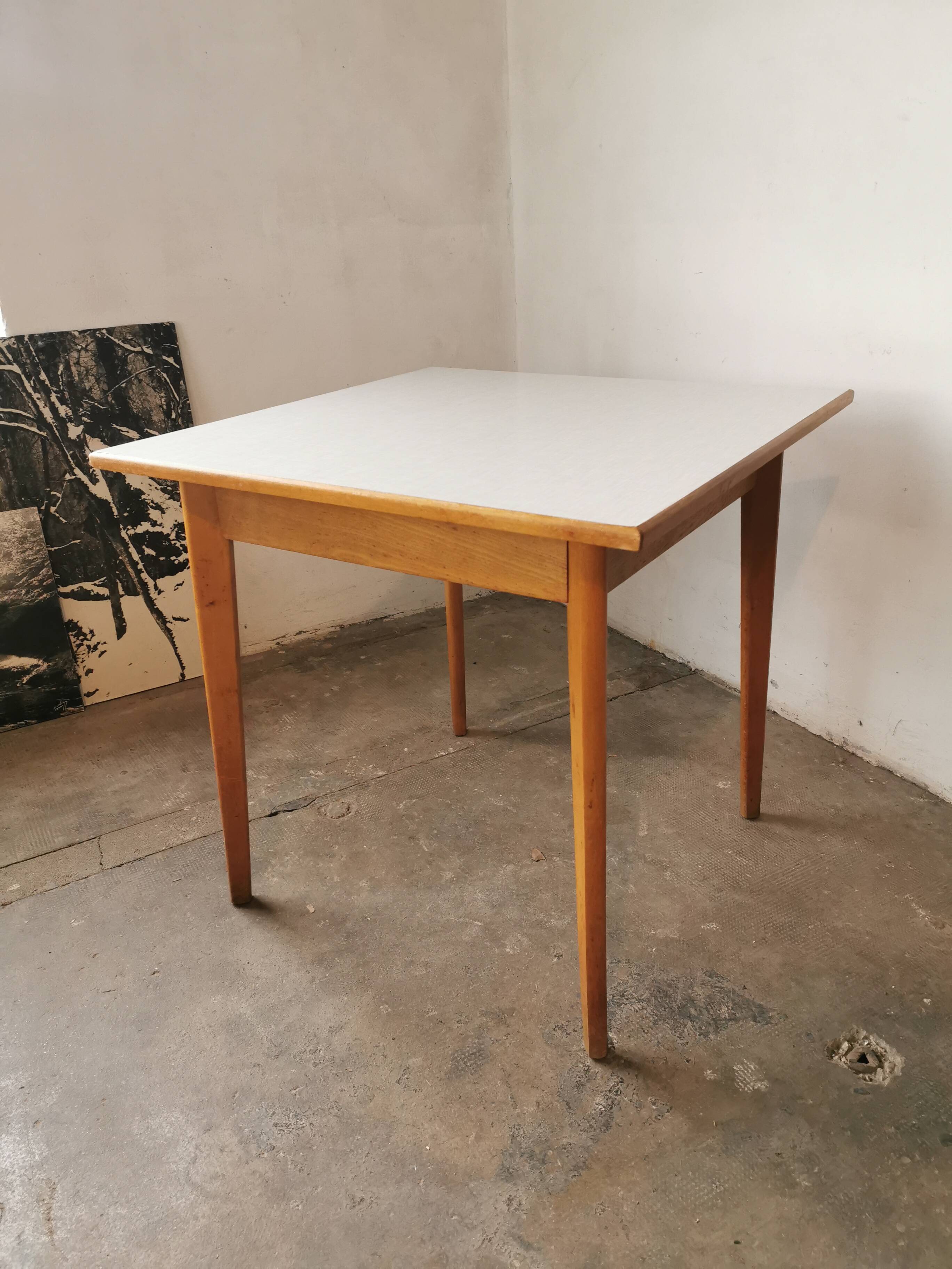Square dining table, wood and formica, 1960s