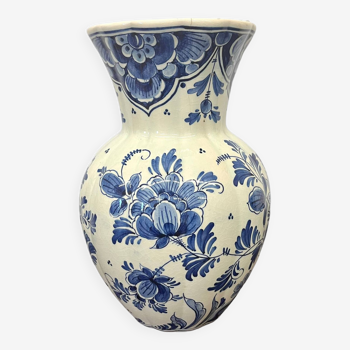 Vase aux décors floral et  paon-  delft