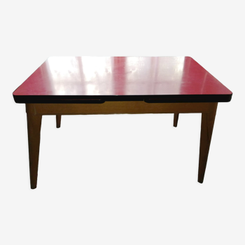 Red formica table in tbe