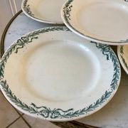 set of 5 large flat plates in Terre de Fer Longchamp model Belleville late 19th century