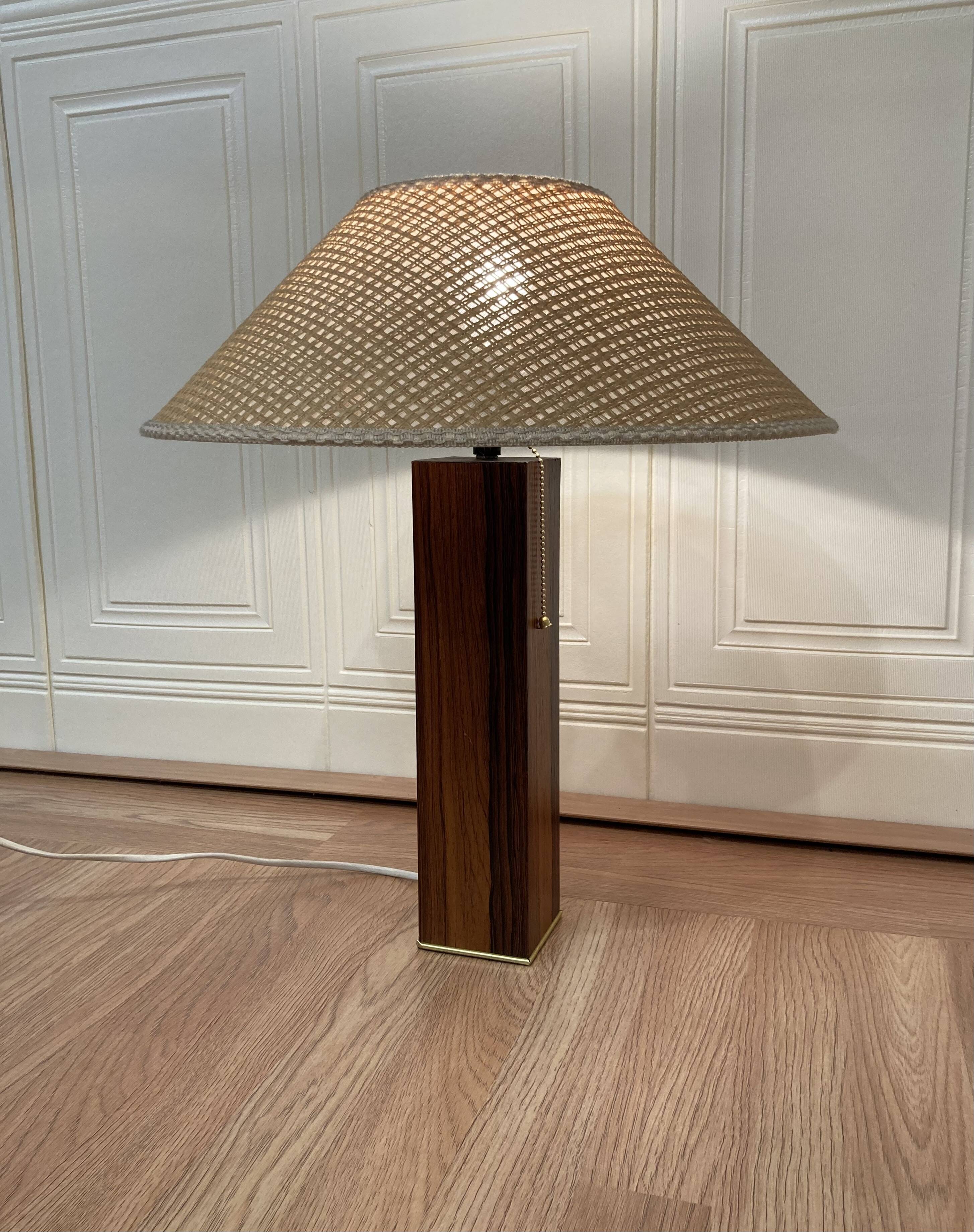 LARGE ROSEWOOD LAMP SCANDINAVIAN DESIGN 1960.