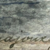 Watercolor painting 1872 "Riverside with fisherman" signed to decipher