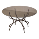 Table piètement en fer forgé pliant et plateau en verre intérieur/extérieur