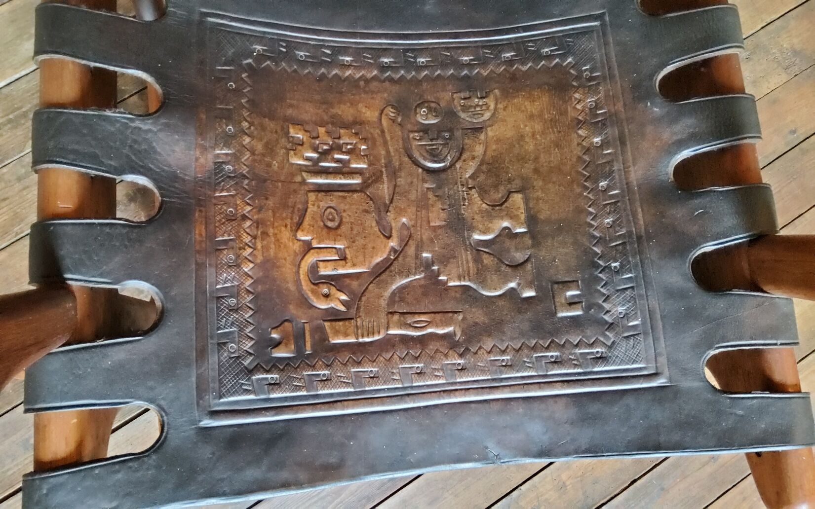 Vintage leather rocking chair by Angel Pazmino 1960