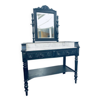 Vintage dressing table in marble and natural wood
