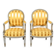 Pair of Cabriolet Armchairs, in rechampi wood, Louis XVI style – Late 19th century
