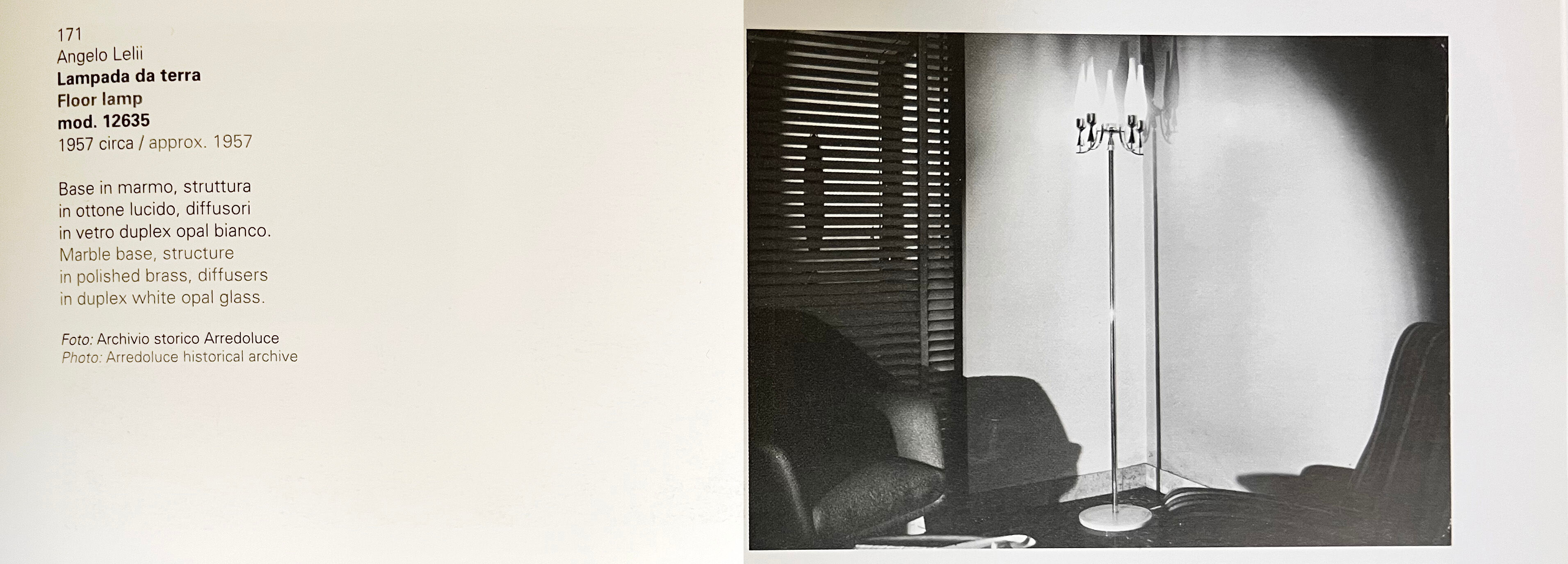 Lampadaire mod. 12635 design par Angelo Lelii pour Arredoluce 1957